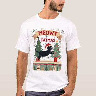 Meowy Catmas, Ugly Christmas Sweater, Cat Christma T-Shirt
