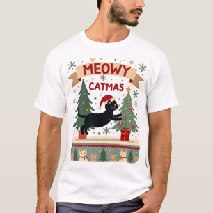 Meowy Catmas, Ugly Christmas Sweater, Cat Christma T-Shirt