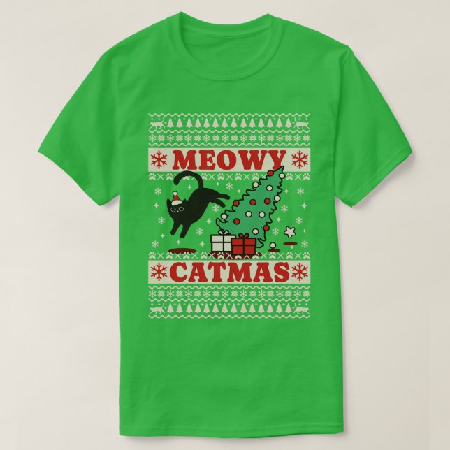 Meowy Catmas Ugly Sweater Cat Christmas (Design Front)
