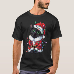 Meowy Cats Xmas Santa Christmas Black Cat Men Wome T-Shirt