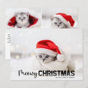 Meowy Christmas 3 Photo Cat Lover Pet Holiday Card