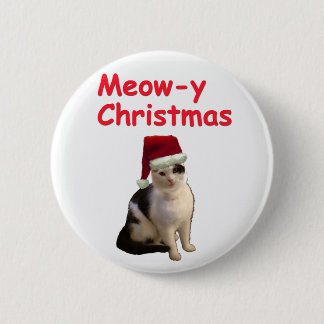 Meowy Christmas 6 Cm Round Badge