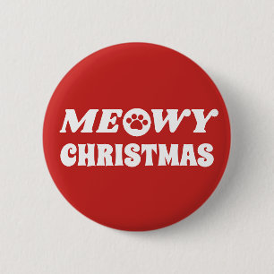 Meowy Christmas 6 Cm Round Badge