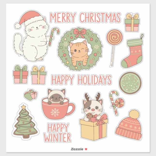 Meowy Christmas! Adorable Kawaii Cats Holiday (Sheet)