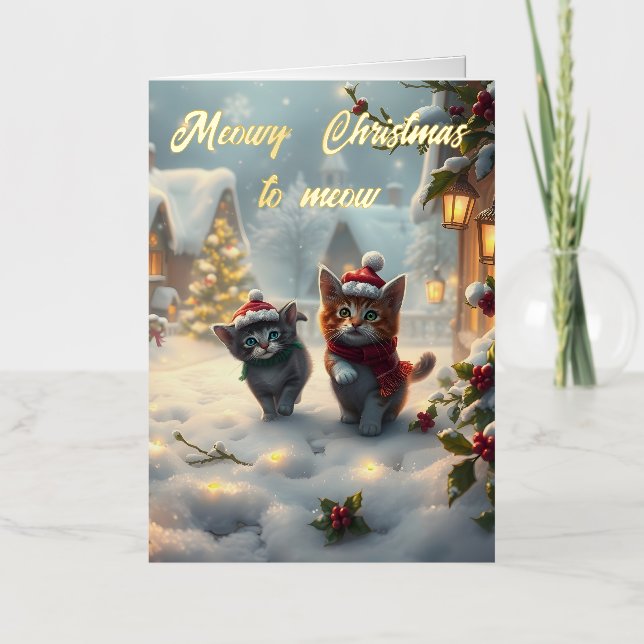 Meowy Christmas ai  Foil Holiday Card (Front)