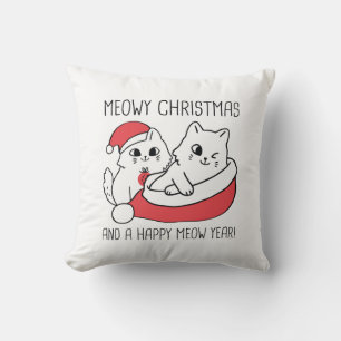Meowy Christmas And A Happy Meow Year Cushion