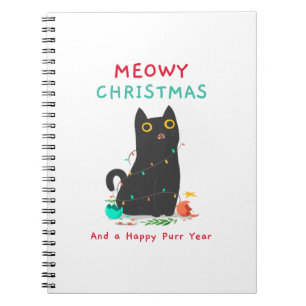 Meowy christmas and a happy purr year notebook