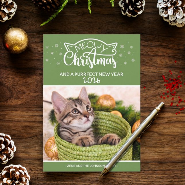 Meowy Christmas and a purrfect new year photo card (Creator Uploaded)