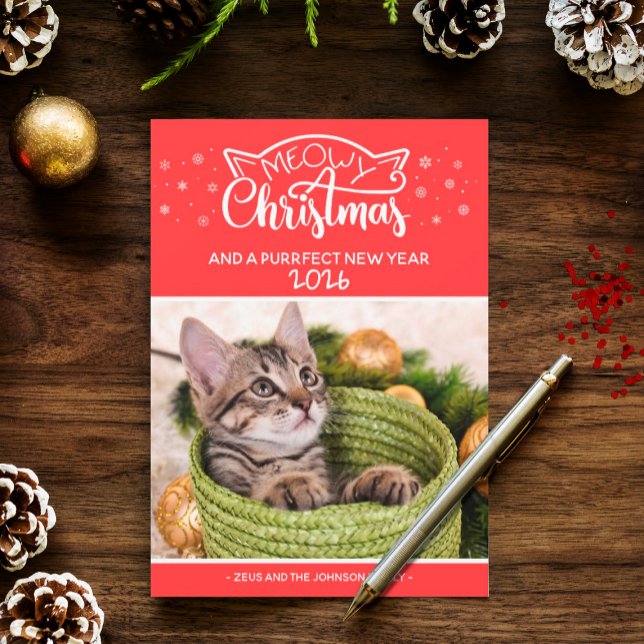 Meowy Christmas and a purrfect new year photo card (Creator Uploaded)