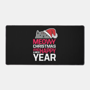 Meowy Christmas and Happy New Year Desk Mat
