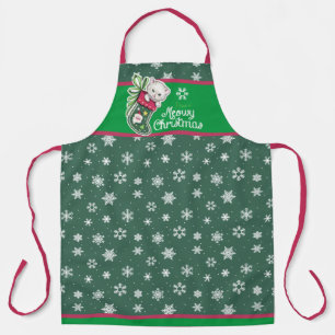 Meowy Christmas Apron Red and Green