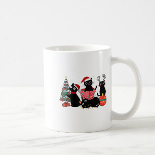 Meowy Christmas Black Cats Play Christmas Tree Lig Coffee Mug