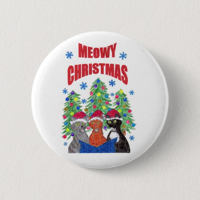 Meowy Christmas button (Front)