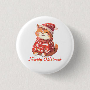 Meowy Christmas Button – Cute Festive Cat Design