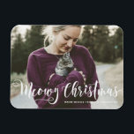 Meowy Christmas Calligraphy Modern Photo Cat Magnet<br><div class="desc">Spread festive cheer with our delightful customisable photo Christmas magnet, featuring the playful phrase "Meowy Christmas"! This charming magnet is perfect for cat lovers and adds a whimsical touch to your holiday decor while showcasing your favourite festive photo. Our user-friendly online tool allows you to design your magnet in just...</div>