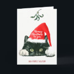 meowy christmas card cute cat holiday xmas<br><div class="desc">A whimsical black and white cat design to wish your cat loving friends (or pets) a "Meowy Christmas" this year!  Easy to edit or delete the text boxes shown for the message inside and front.  Other designs for you to purchase in this purrfect (sorry!) collection :)</div>