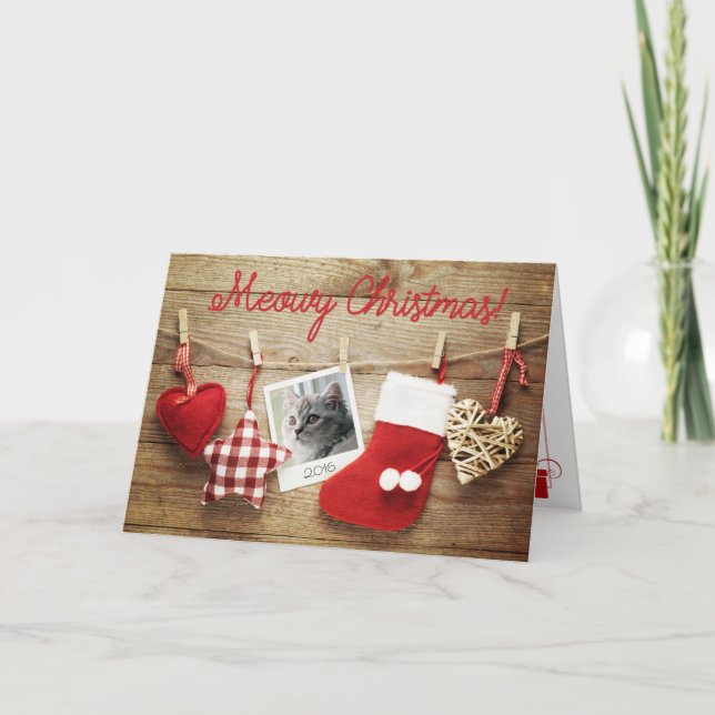 Meowy Christmas! Card | Cute Kitten in Photo (Front)