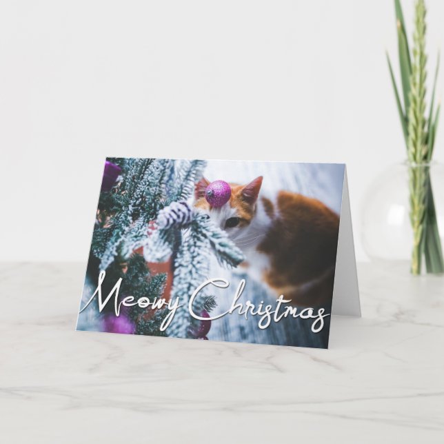 Meowy Christmas Cat   - Add YOUR CAT PHOTO Card (Front)