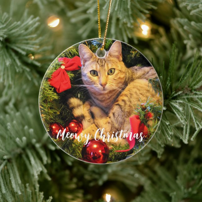 Meowy Christmas Cat Ceramic Tree Decoration (Tree)