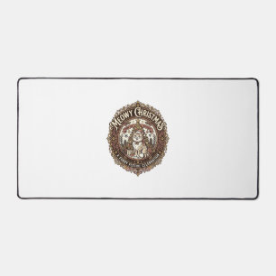 Meowy Christmas Cat Christmas Vintage Vector Art S Desk Mat