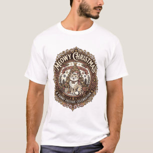 Meowy Christmas Cat Christmas Vintage Vector Art S T-Shirt