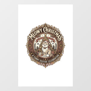 Meowy Christmas Cat Christmas Vintage Vector Art S Window Cling