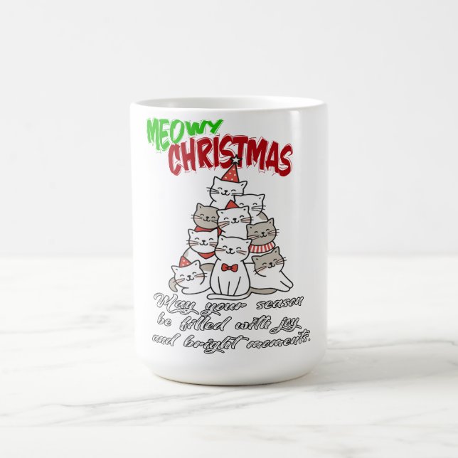 Meowy Christmas Cat – Cute Holiday Cat Lovers Mug (Center)