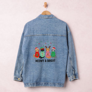 Meowy Christmas Cat Denim Jacket
