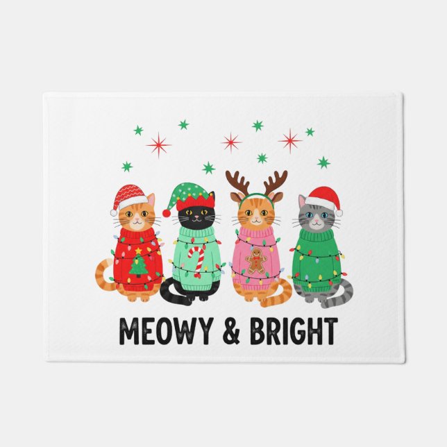 Meowy Christmas Cat Doormat (Front)