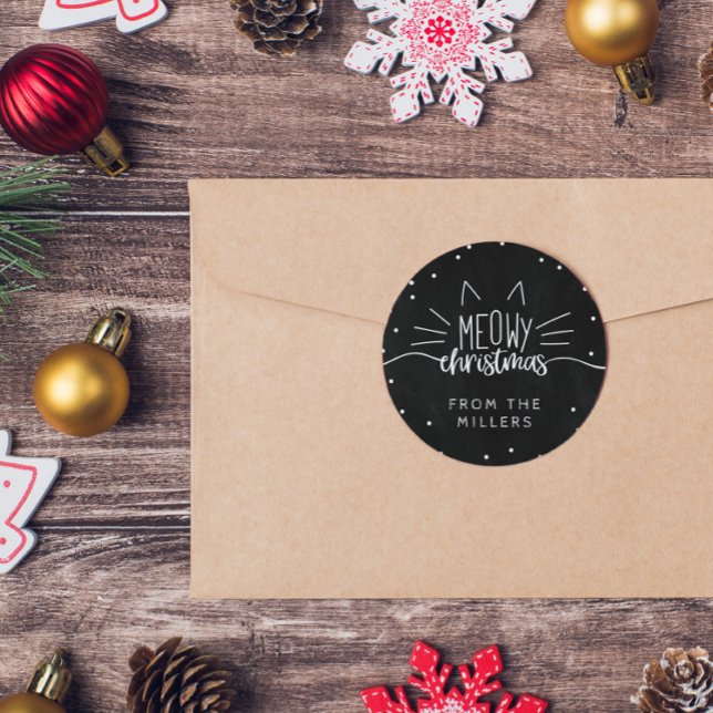 Meowy Christmas - Cat Ears & Whiskers Classic Round Sticker (Creator Uploaded)