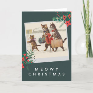 Meowy Christmas - Cat Family in Snow Holiday Card