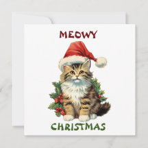 Meowy Christmas,Cat Greeting Card,Merry Christmas