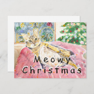 Meowy Christmas cat in London  Card