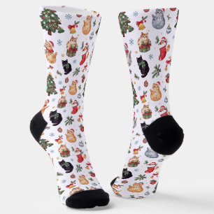 Meowy Christmas Cat Lover Crew Socks
