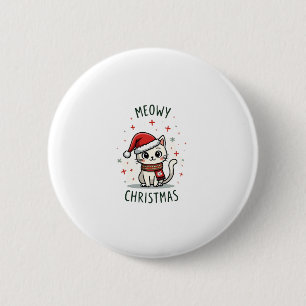 Meowy Christmas Cat Lover Funny Festive Holidays C 6 Cm Round Badge