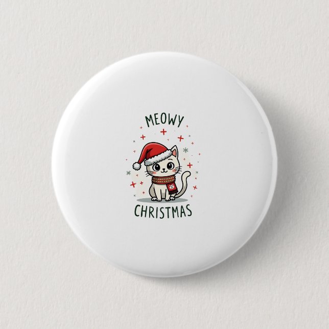 Meowy Christmas Cat Lover Funny Festive Holidays C 6 Cm Round Badge (Front)
