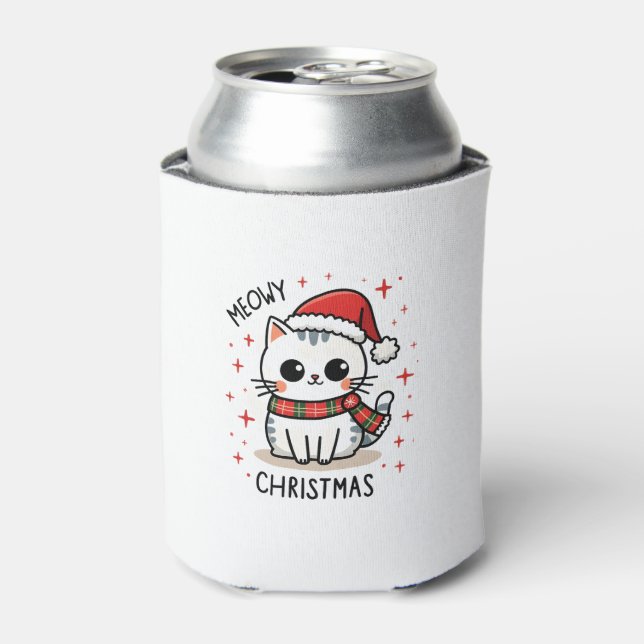 Meowy Christmas Cat Lover Funny Festive Holidays C Can Cooler (Can Front)