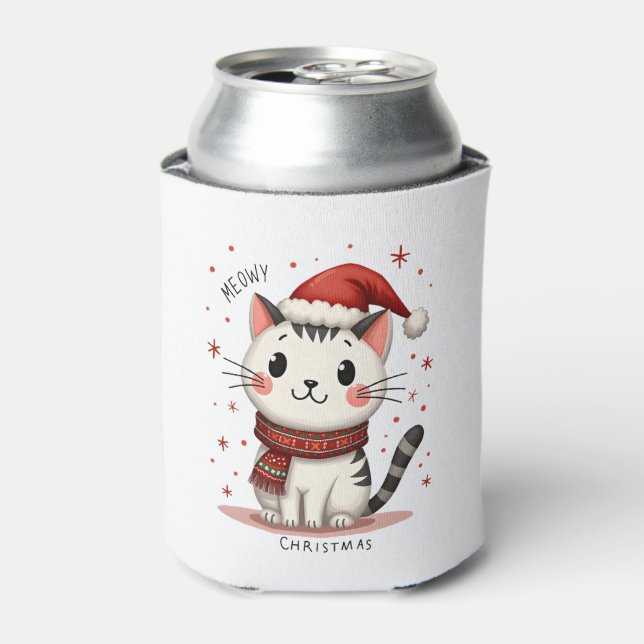 Meowy Christmas Cat Lover Funny Festive Holidays C Can Cooler (Can Front)