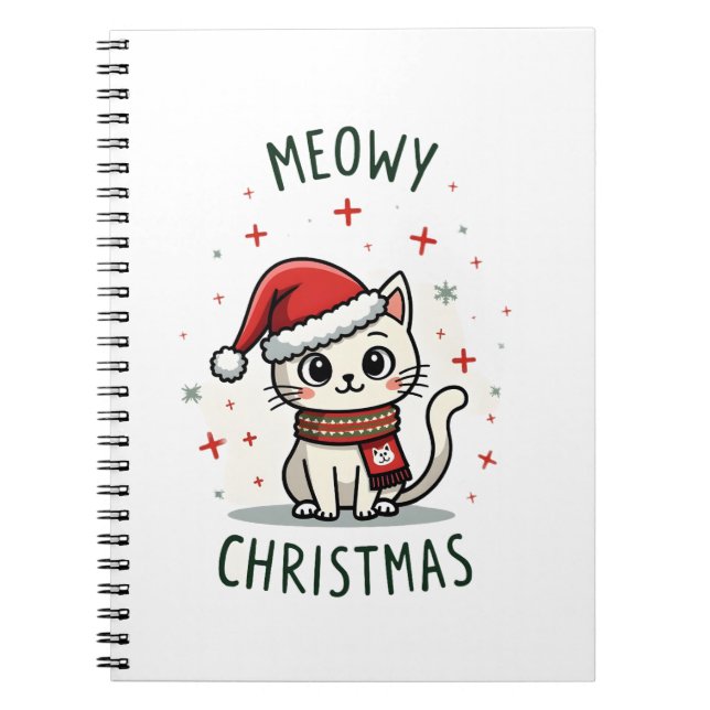 Meowy Christmas Cat Lover Funny Festive Holidays C Notebook (Front)