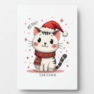 Meowy Christmas Cat Lover Funny Festive Holidays C Plaque