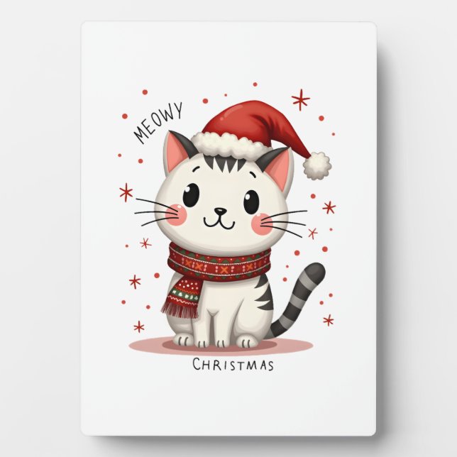 Meowy Christmas Cat Lover Funny Festive Holidays C Plaque (Front)