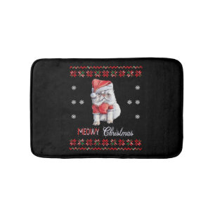 Meowy Christmas, Cat Lover Merry Christmas catmas Bath Mat
