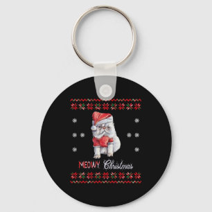 Meowy Christmas, Cat Lover Merry Christmas catmas Key Ring