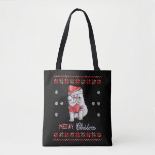 Meowy Christmas, Cat Lover Merry Christmas catmas Tote Bag