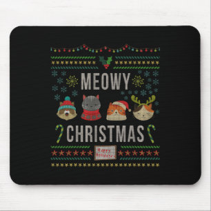 Meowy Christmas Cat Lover Tacky Ugly Christmas Par Mouse Mat