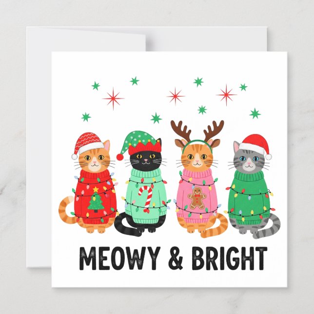 Meowy Christmas Cat Magnetic Invitation (Front)