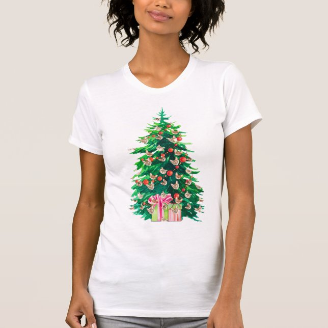 Meowy Christmas Cat Mum Shirt - Funny Tree Tee! (Front)