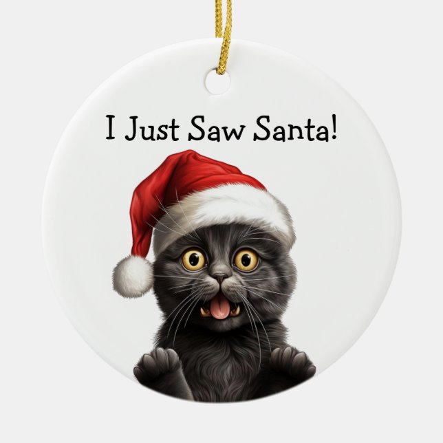 Meowy Christmas Cat Ornament (Front)