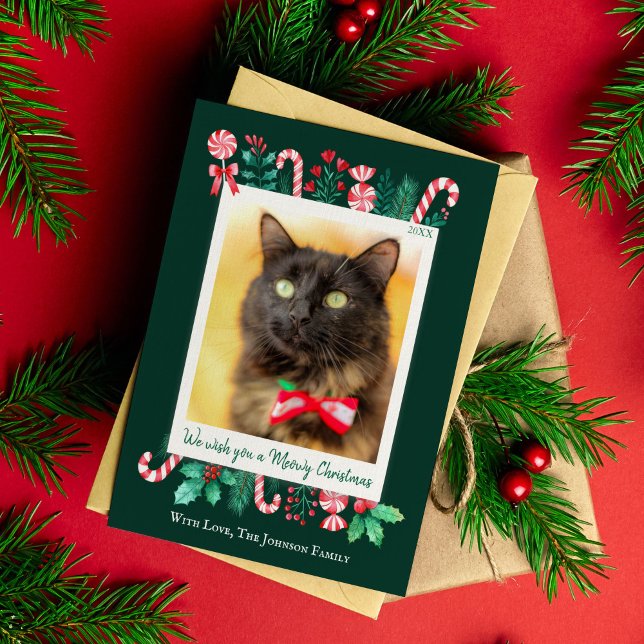 Meowy Christmas Cat Photo Christmas Holiday Card (Meowy Christmas Cat Photo Christmas Holiday Card)