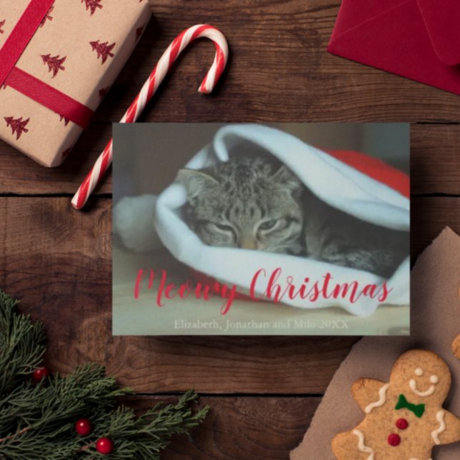 Meowy Christmas Cat Photo Christmas Holiday Card (Creator Uploaded)